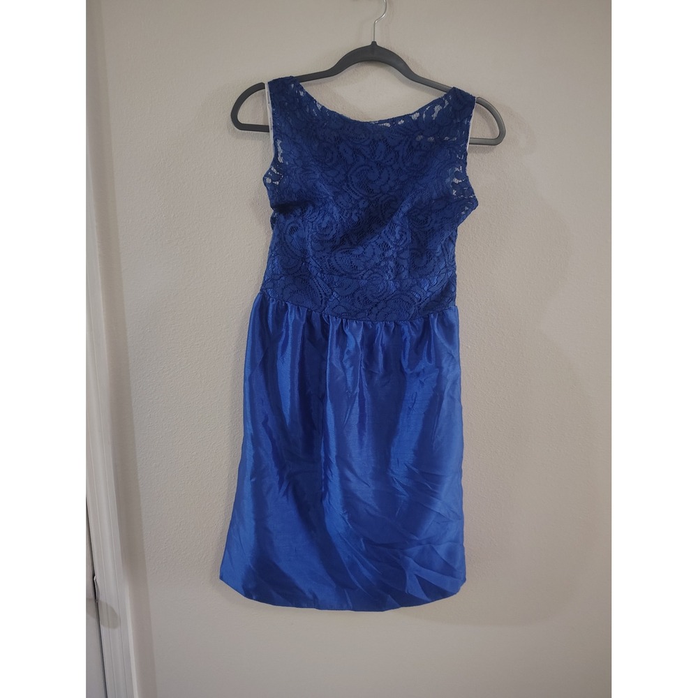 Jasmine Royal Blue Lace Bodice Satin Skirt‎ Cocktail Dress Size 8